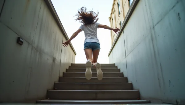 Urban Jumping Woman Mid-Air Action Shot
