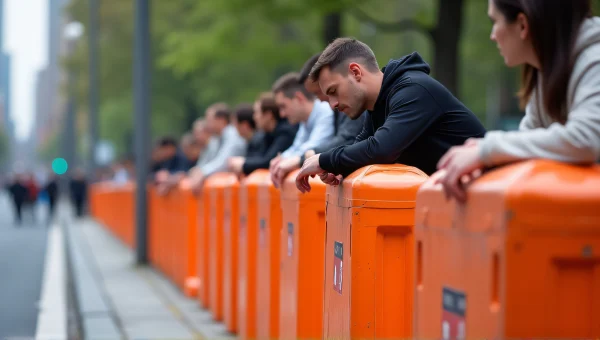 Urban Lifestyle People Leaning Against Barriers