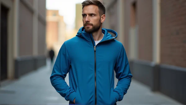 Urban Man in Blue Jacket Street Style