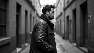 Urban Man In Worn Leather Jacket Portrait