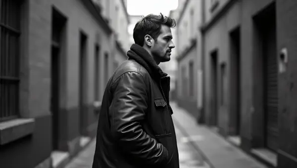 Urban Man In Worn Leather Jacket Portrait