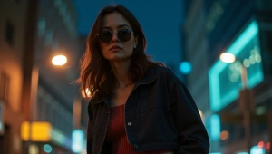 Urban Nighttime Fashion With Sunglasses Style