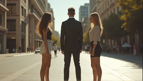 Urban Plaza Portrait of Three Standing Friends