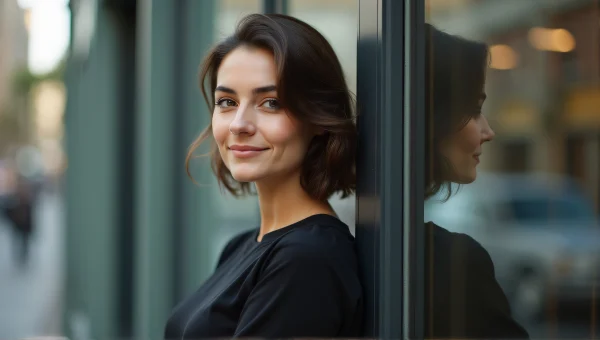 Urban Reflection Woman Leaning Against Window