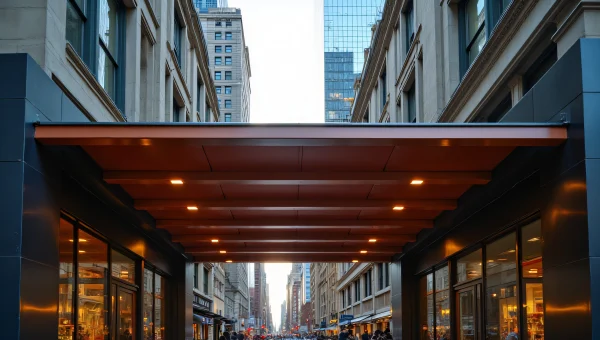 Urban Rooftop Canopy Evening Reflection View