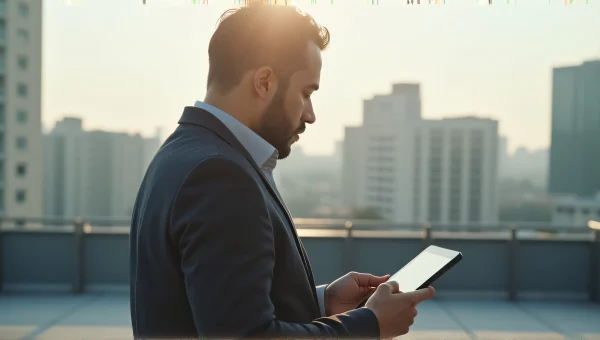 Urban Rooftop Portrait With Digital Tablet