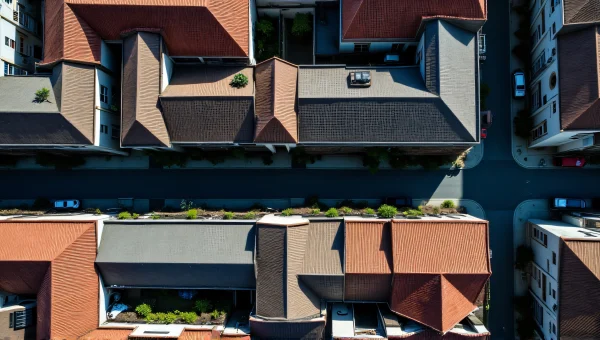 Urban Rooftops And Streets Bird's Eye View