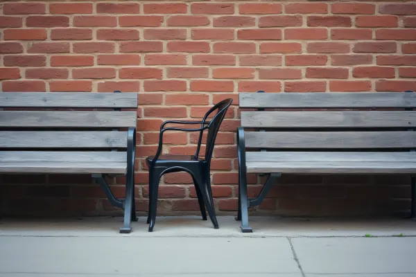 Urban Seating Area With Benches And Chair