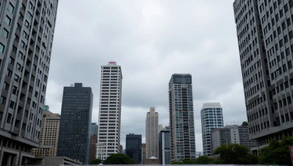 Urban Skyscrapers Under Cloudy Sky View