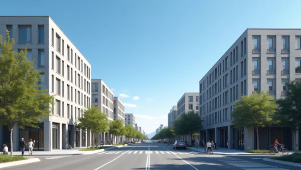 Urban Street Scene With Concrete Buildings And Bicycles