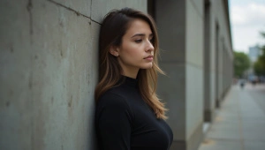 Urban Style: Figure Leaning Against Concrete Wall