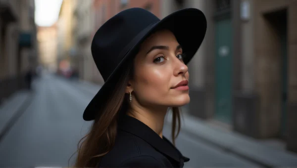 Urban Style Woman In Black Hat And Shirt