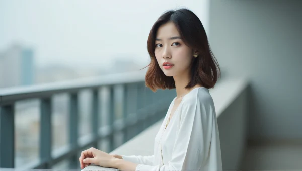 Urban Woman Standing on Balcony With Railing