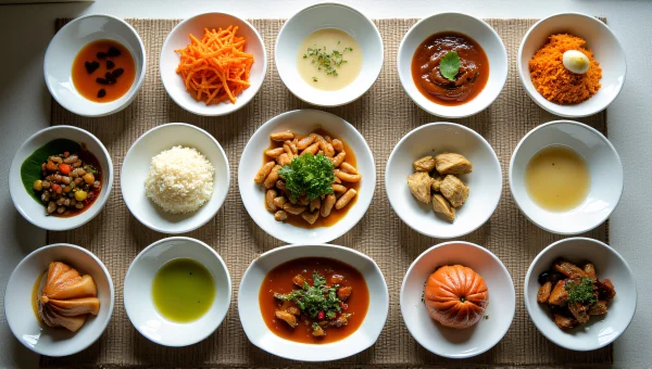 Varied Small Dishes in White Bowls Arrangement