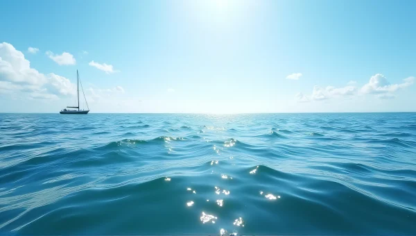 Vast Ocean Midday Horizon With Sailboat