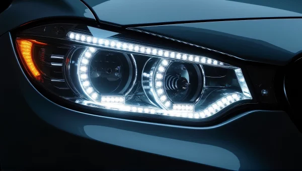Vehicle Headlight Assembly Close-Up Chrome LED