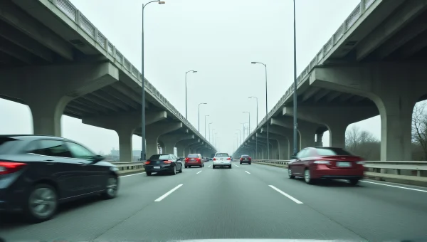 Vehicles Crossing Concrete Bridge At Midday
