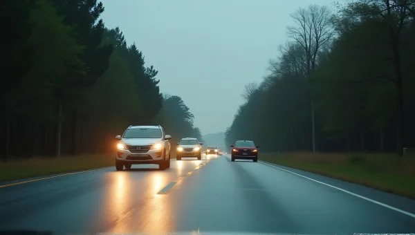 Vehicles Driving On Country Road Midday
