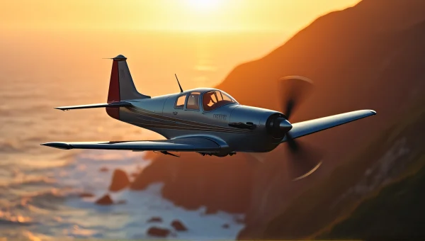Vintage Airplane Flying Over Coastal Cliffs