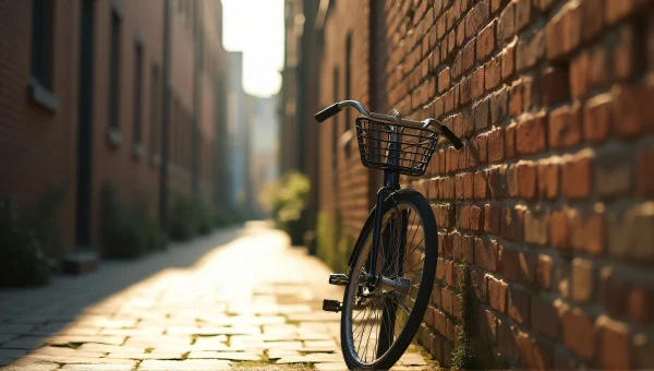 Vintage Bicycle Against Weathered Brick Wall