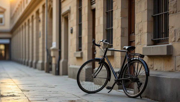 Vintage Bicycle Near Historic Stone Structure