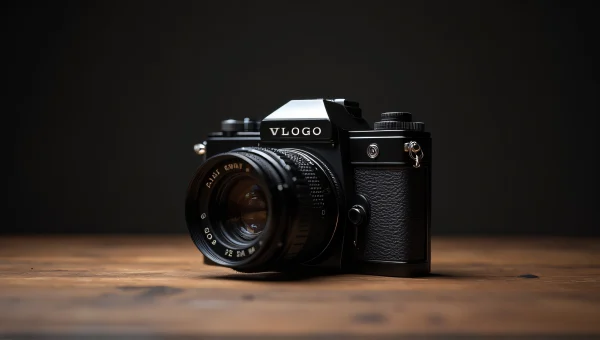 Vintage Film Camera Matte Black Table View