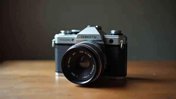 Vintage Rangefinder Camera On Wooden Table