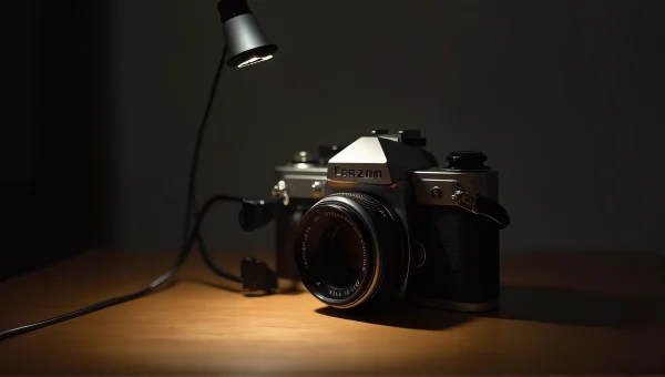 Vintage SLR Camera on Wooden Table