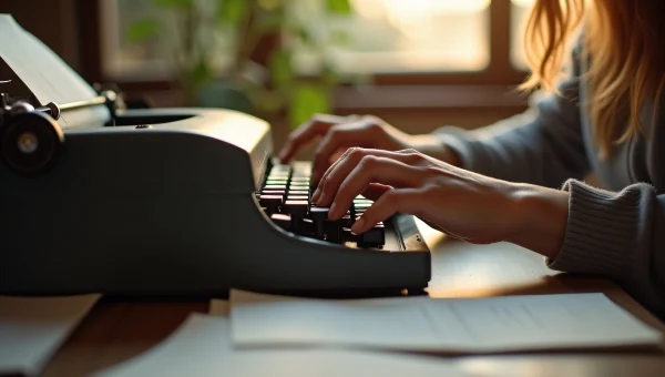 Vintage Typewriter Close-Up Woman Writing