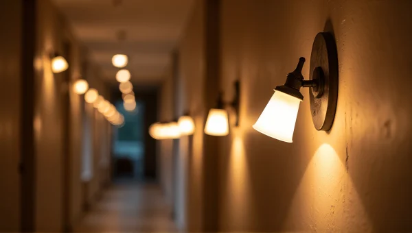 Warm Light Corridor With Wall-Mounted Lamps