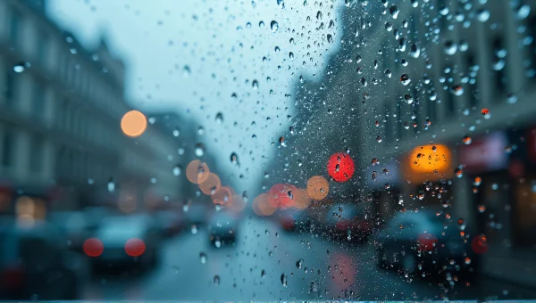 Water Droplets Glass Window Close-Up image