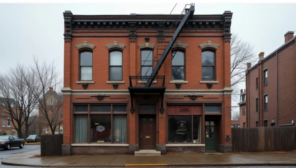Weathered Brown Brick Building With Fire Escape