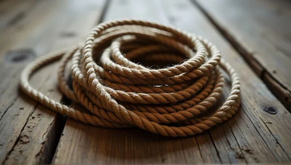 Weathered Brown Rope Spiral On Wooden Floor