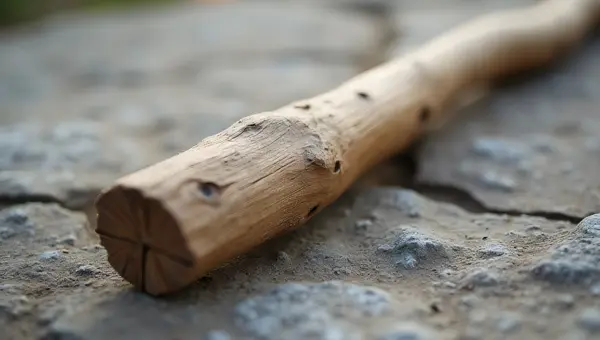 Weathered Brown Wooden Stick on Rough Stone