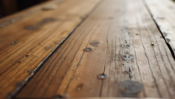 Weathered Brown Wooden Table Surface Close-Up
