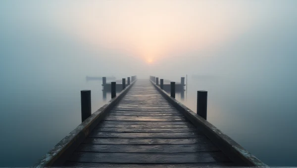 Weathered Metal Dock Foggy Water Dawn