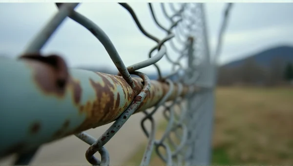 Weathered Metal Fence With Rusted Links