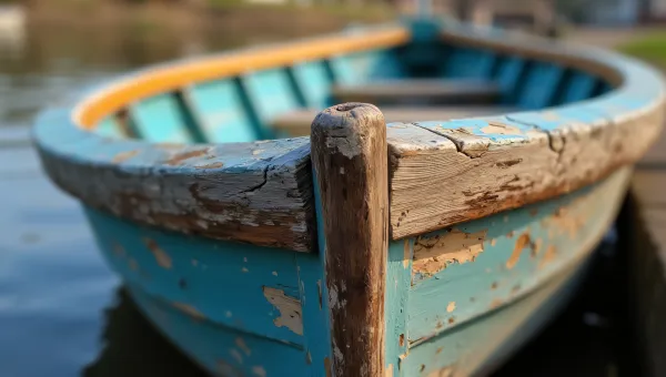 Weathered Wooden Boat Hull Close-Up Details