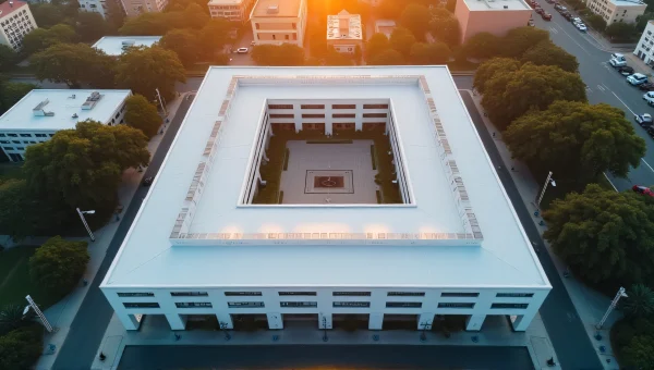 White Building Complex With Geometric Courtyard