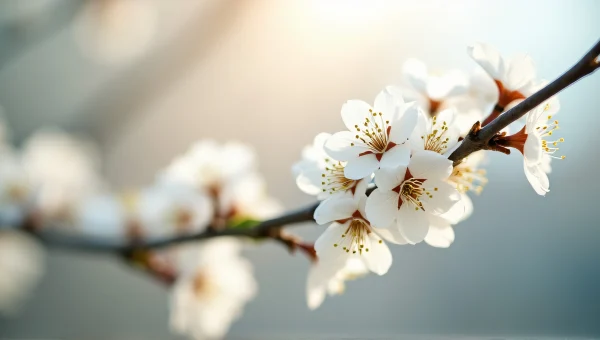 White Cherry Blossoms Close-Up Branch Nature
