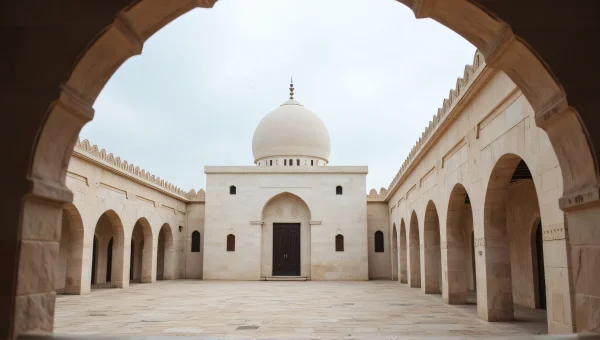 White Domed Building With Stone Courtyard View