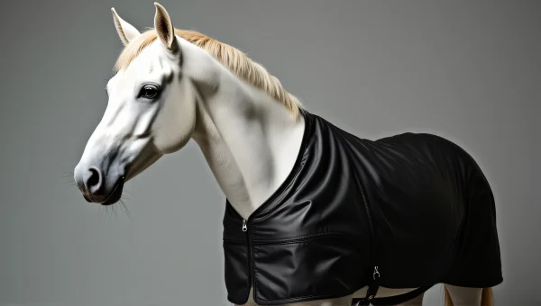 White Horse in Black Leather Jacket Profile View
