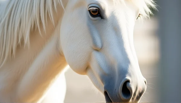 White Horse Close-Up Eye And Muzzle Detail