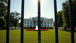 White House View Behind Wrought Iron Fence