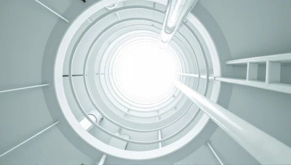 White Metal Spiral Staircase Design From Below