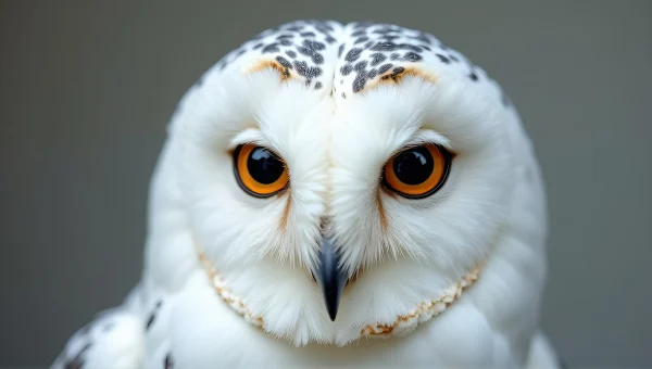 White Owl Close-Up Portrait With Sharp Eye Detail