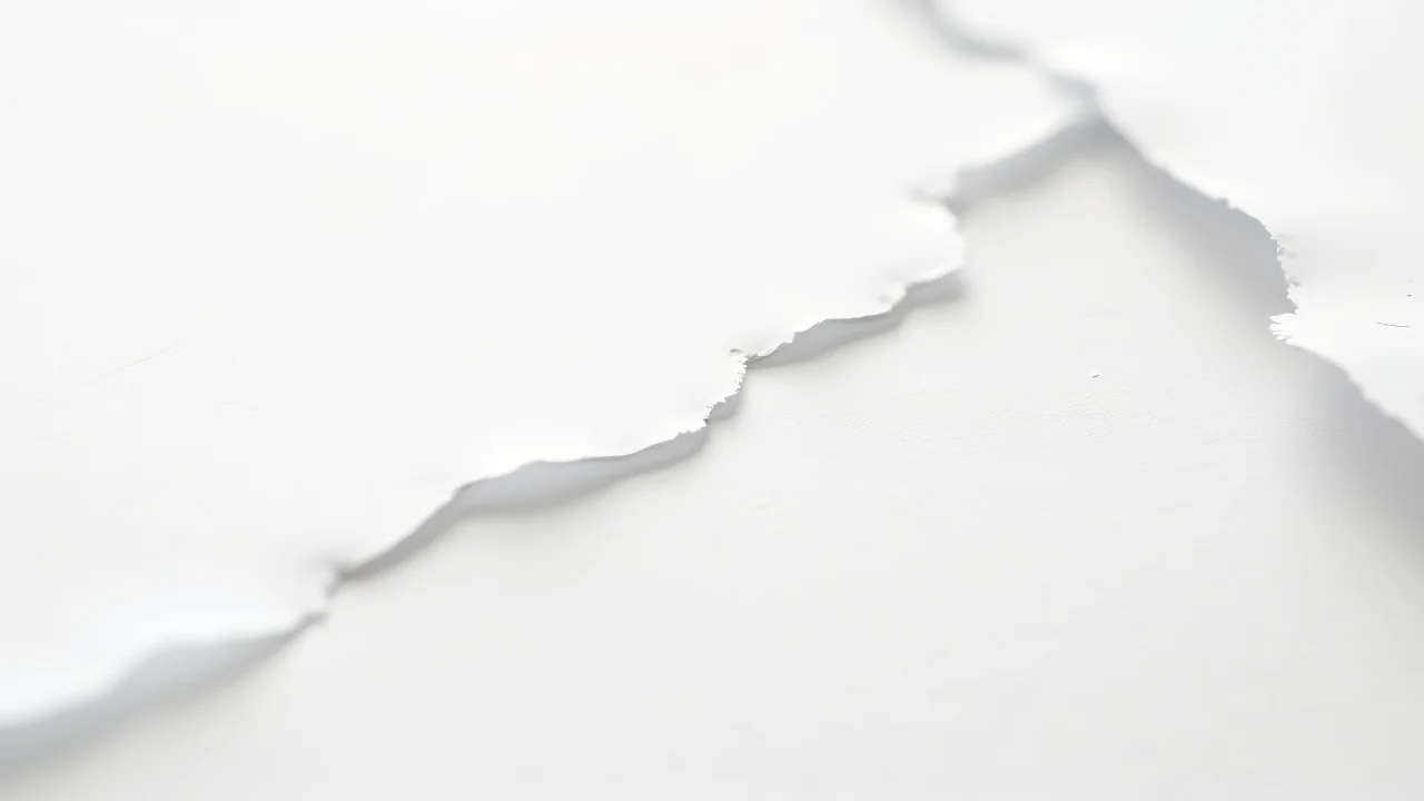 Close-up of white paper textures showing layered brush strokes and torn edges.