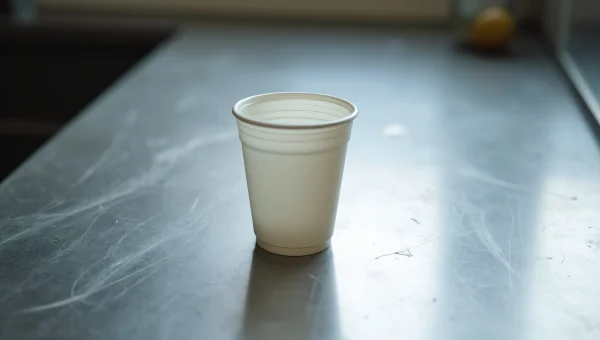 White Plastic Disposable Cup on Stainless Steel Countertop