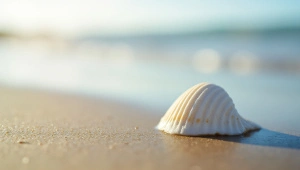 White Seashell on Sandy Shore, Soft Reflected Light
