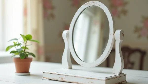 White Wooden Vanity Mirror With Natural Light
